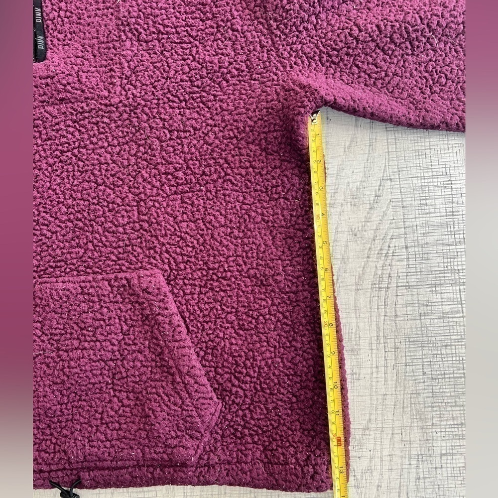 Pink by Victoria Secret Maroon Sherpa Quarter Zip Pull Over Jacket Size Small - Picture 10 of 12